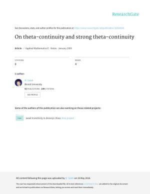 On Theta-Continuity and Strong Theta-Continuity