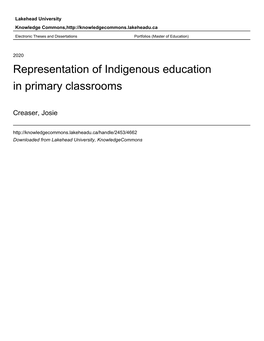 Representation of Indigenous Education in Primary Classrooms