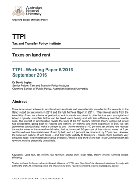 TTPI Tax and Transfer Policy Institute
