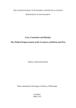 Coca, Contention and Identity: the Political Empowerment of The