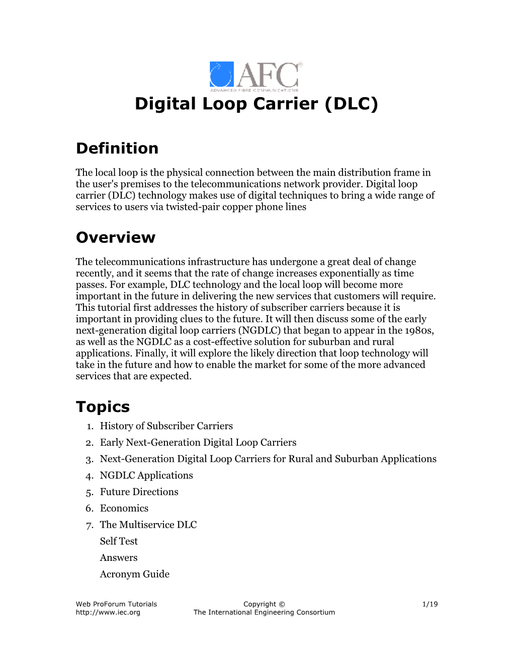 Digital Loop Carrier (DLC)