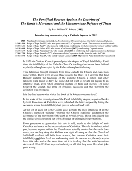 The Pontifical Decrees Against the Doctrine of the Earth’S Movement and the Ultramontane Defence of Them