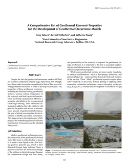 A Comprehensive List of Geothermal Reservoir Properties for the Development of Geothermal Occurrence Models