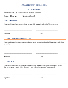 Curriculum Change Proposal Approval Page