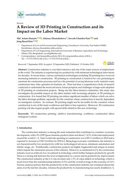A Review of 3D Printing in Construction and Its Impact on the Labor Market
