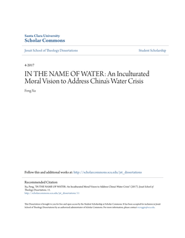 An Inculturated Moral Vision to Address China's Water Crisis Feng Xu