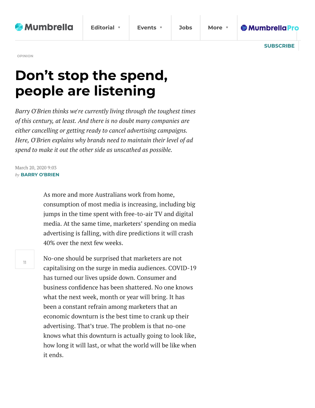 Don't Stop the Spend, People Are Listening