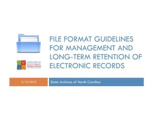 File Format Guidelines for Management and Long-Term Retention of Electronic Records