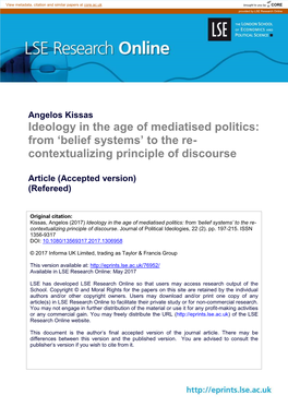 Ideology in the Age of Mediatised Politics: from 'Belief Systems'