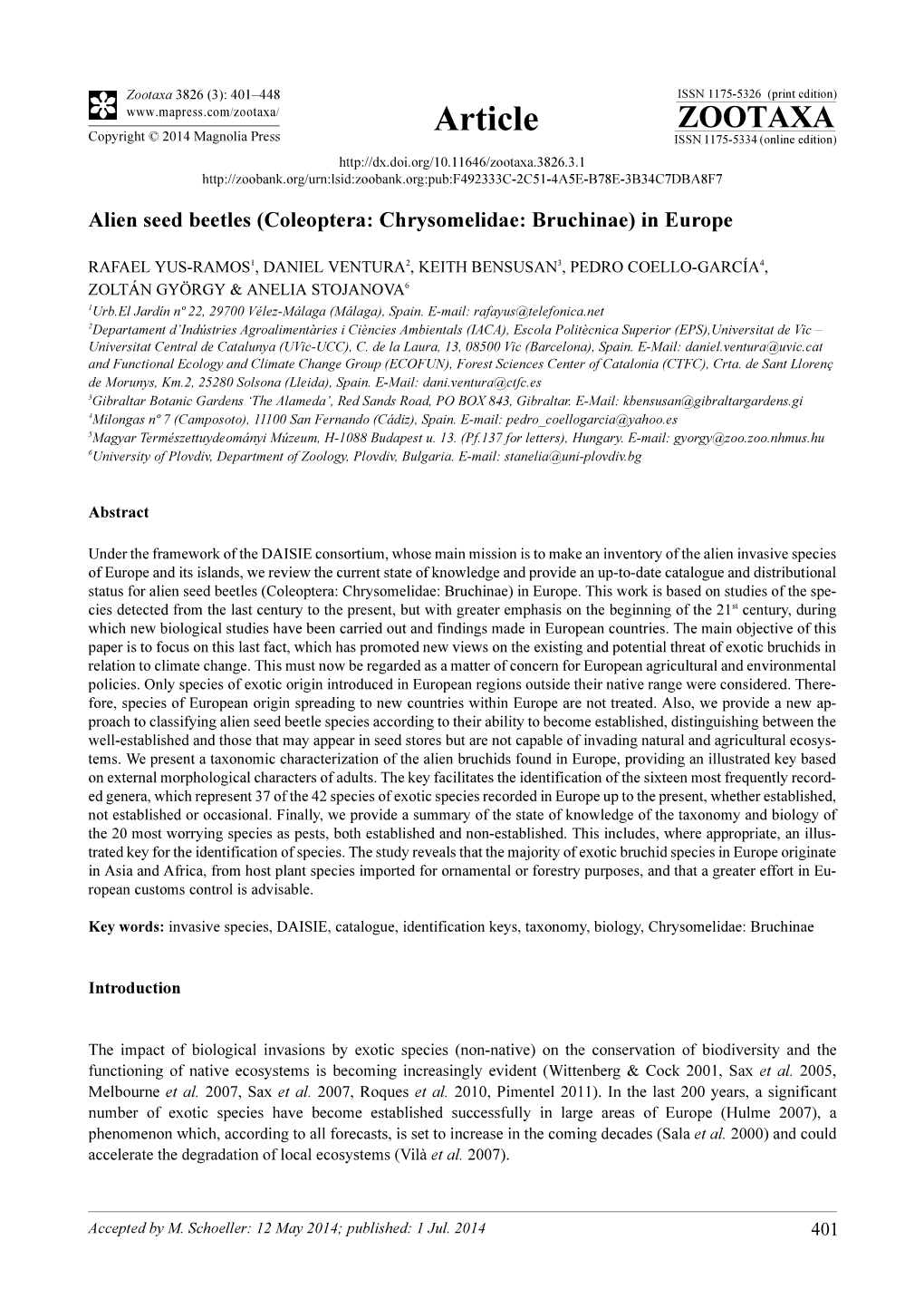 Alien Seed Beetles (Coleoptera: Chrysomelidae: Bruchinae) in Europe