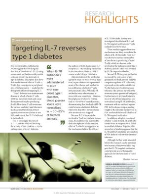 Autoimmune Disease: Targeting IL-7 Reverses Type 1 Diabetes