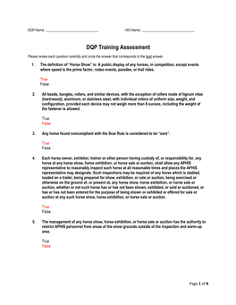 HPA DQP Training Test