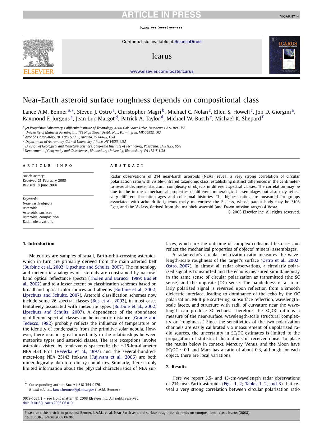 Near-Earth Asteroid Surface Roughness Depends on Compositional Class ∗ Lance A.M