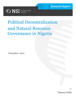 Political Decentralization and Natural Resource Governance in Nigeria