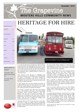 HERITAGE for HIRE Inside This Issue