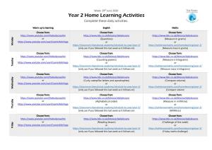 Year 2 Home Learning Activities Complete These Daily Activities