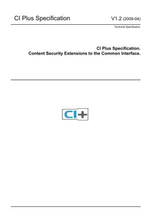 CI Plus Specification V1.2 (2009-04)