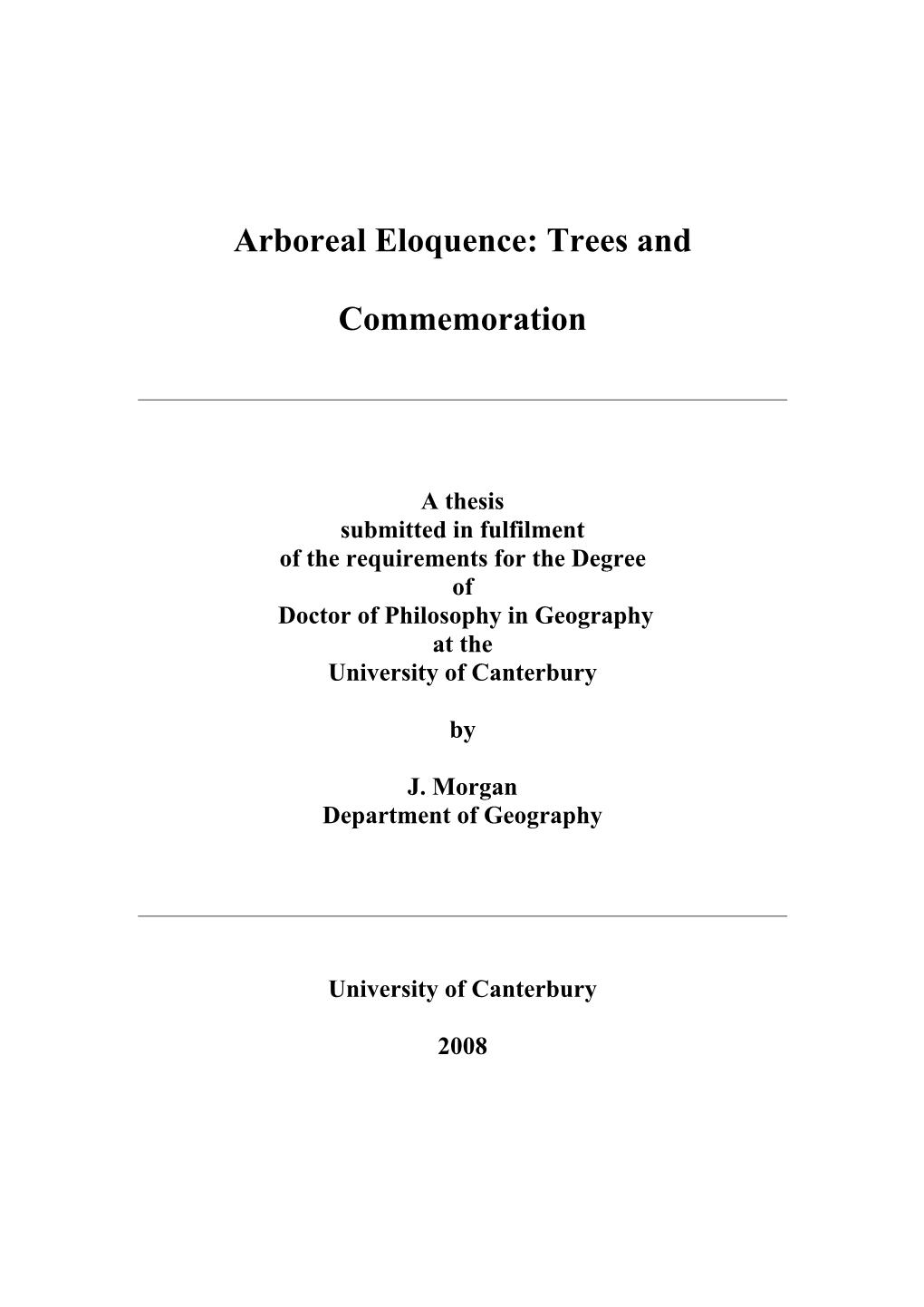 Arboreal Eloquence: Trees and Commemoration