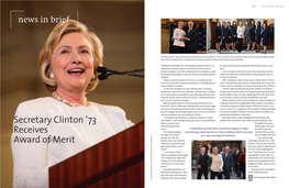 Secretary Clinton '73 Receives Award of Merit