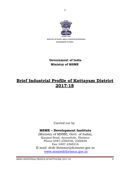 Brief Industrial Profile of Kottayam District 2017-18