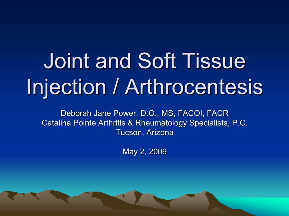 Joint and Soft Tissue Injection / Arthrocentesis