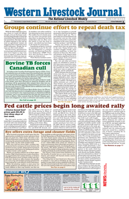 Groups Continue Effort to Repeal Death Tax Fed Cattle Prices Begin Long
