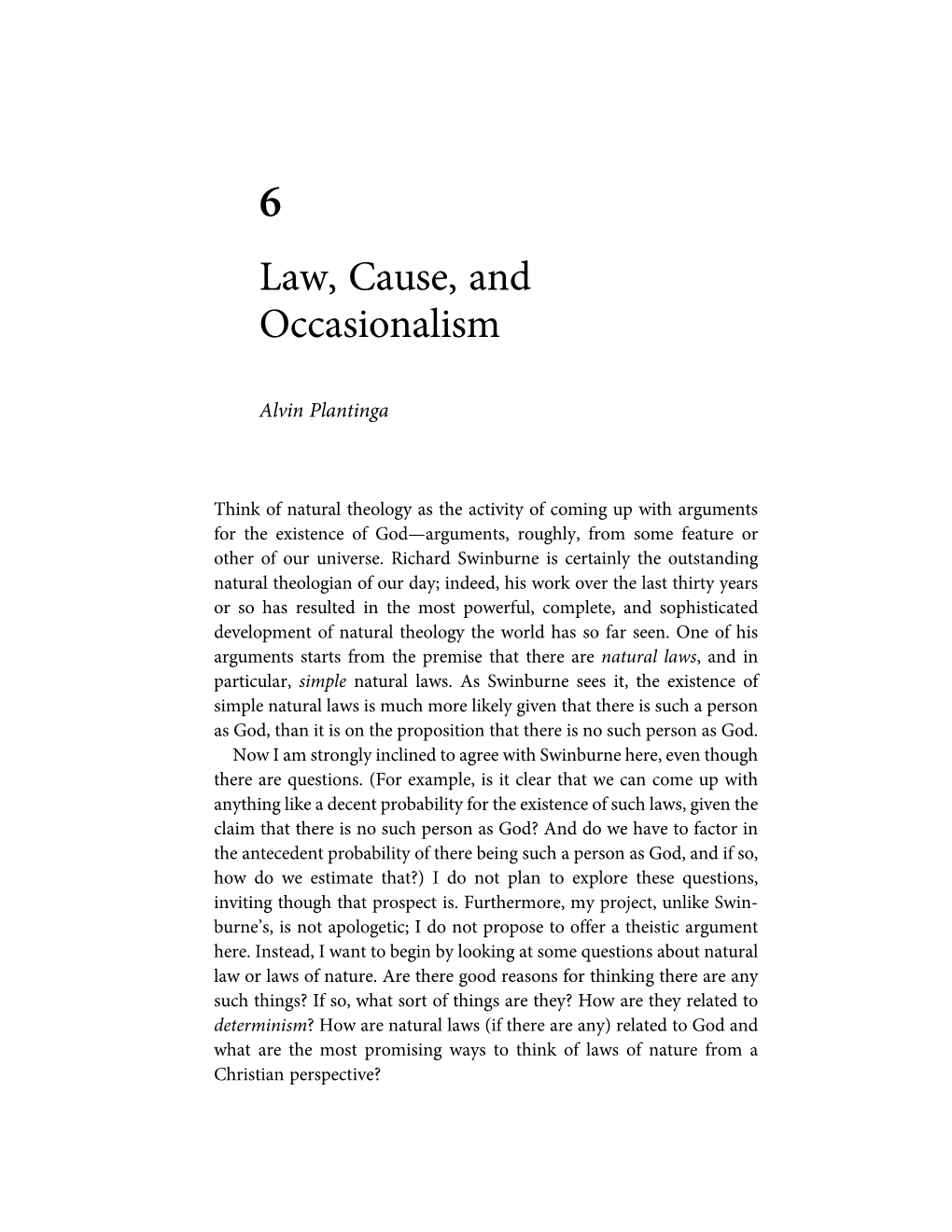 Law, Cause, and Occasionalism