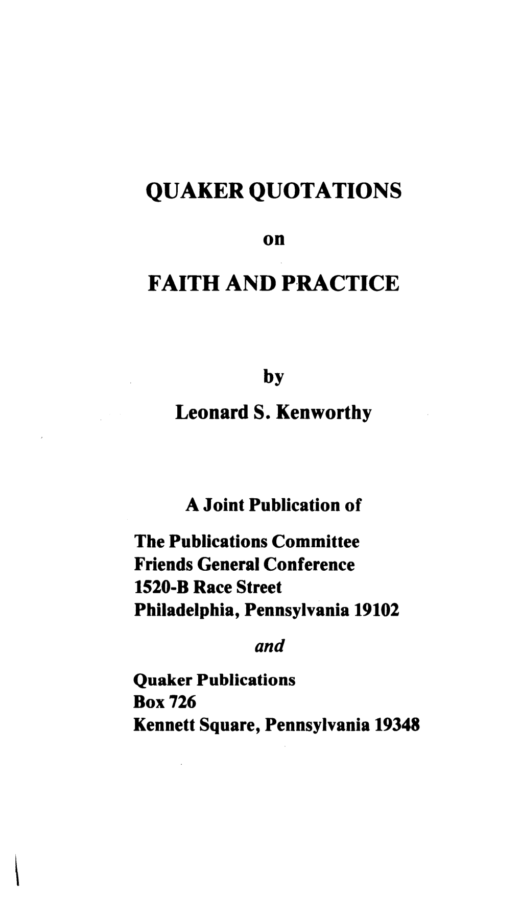 Quaker Quotations Faith and Practice