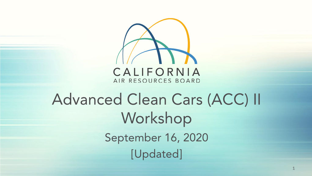 Advanced Clean Cars (ACC) Workshop September 2020 [Updated]