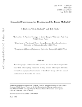 Dynamical Supersymmetry Breaking and the Linear Multiplet