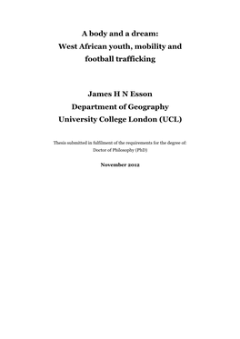 West African Youth, Mobility and Football Trafficking James HN Esson