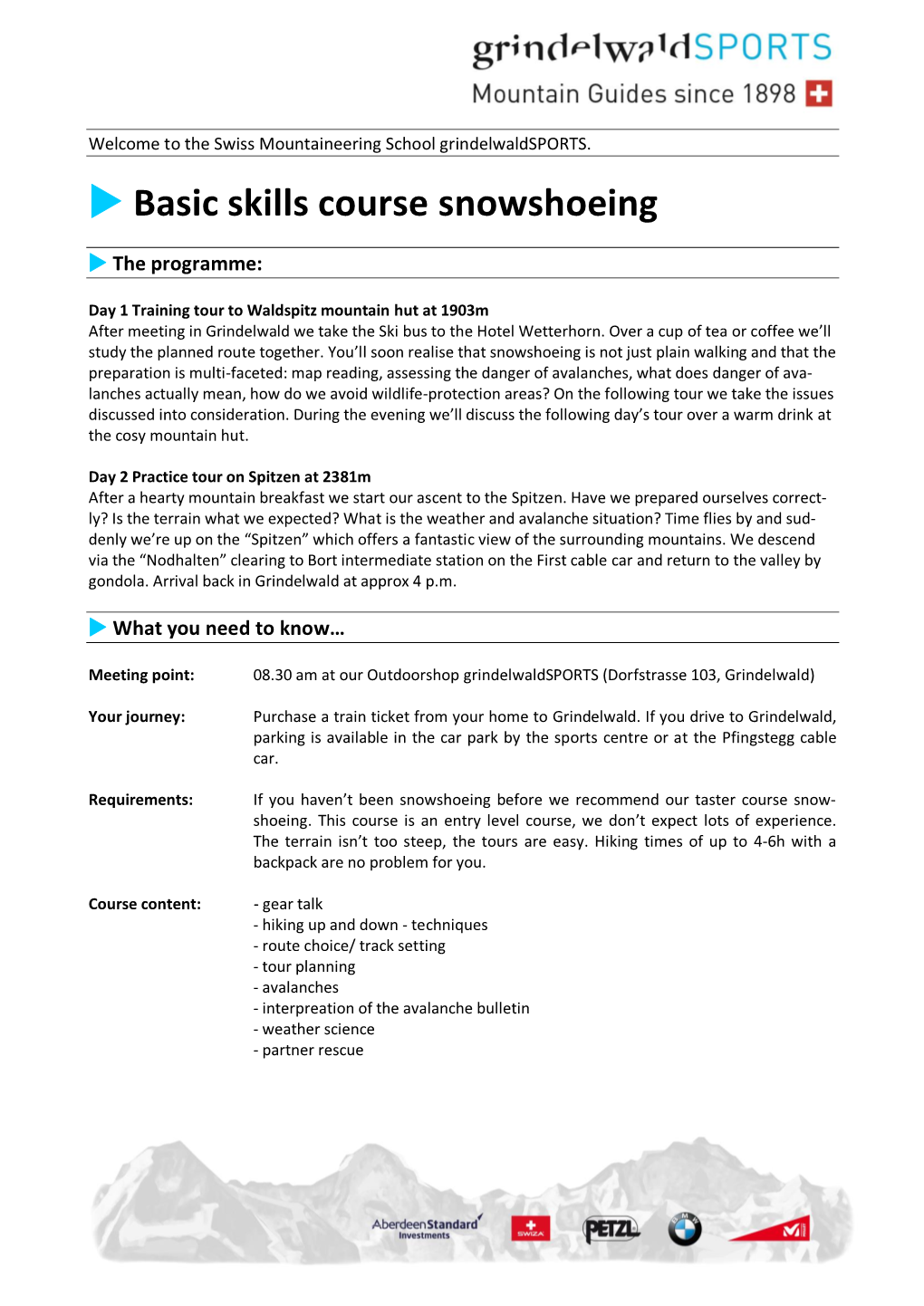 Basic Skills Course Snowshoeing