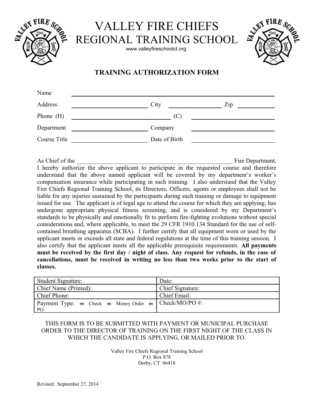 Training Authorization Form
