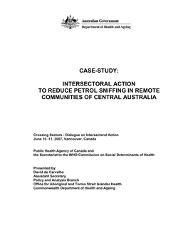 Intersectoral Action to Reduce Petrol Sniffing in Remote Communities of Central Australia