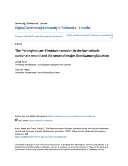 The Pennsylvanian–Permian Transition in the Low-Latitude Carbonate Record and the Onset of Major Gondwanan Glaciation