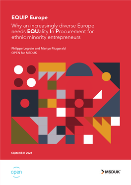 EQUIP Europe Why an Increasingly Diverse Europe Needs Equality in Procurement for Ethnic Minority Entrepreneurs