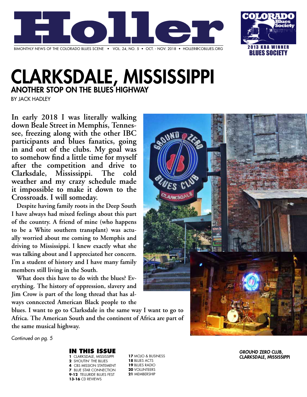 Clarksdale, Mississippi ANOTHER STOP on the BLUES HIGHWAY by JACK HADLEY