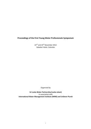 Proceedings of the First Young Water Professionals Symposium