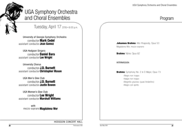 UGA Symphony Orchestra and Choral Ensembles UGA Symphony Orchestra and Choral Ensembles Program