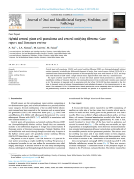 Hybrid Central Giant Cell Granuloma and Central Ossifying Fibroma Case