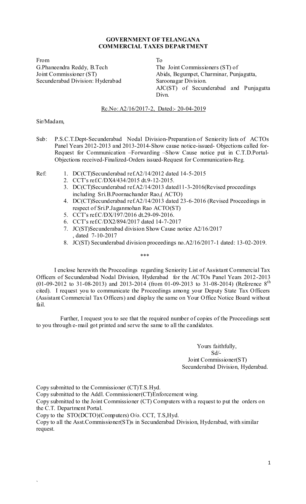 Government of Telangana Commercial Taxes Department