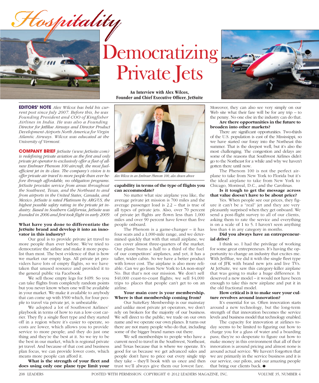 Democratizing Private Jets