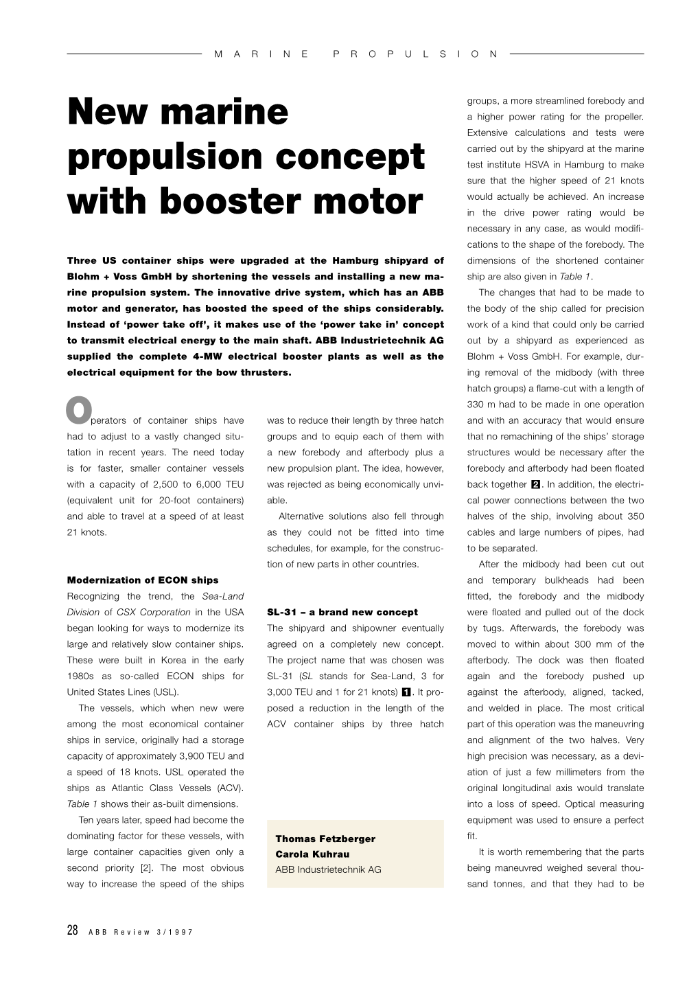 O New Marine Propulsion Concept with Booster Motor