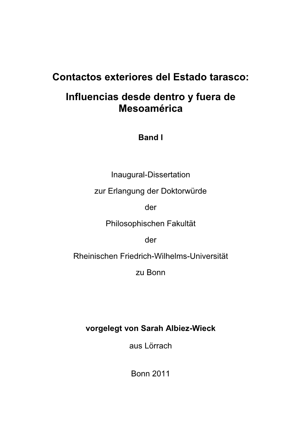 Contactos Exteriores Del Estado Tarasco /1