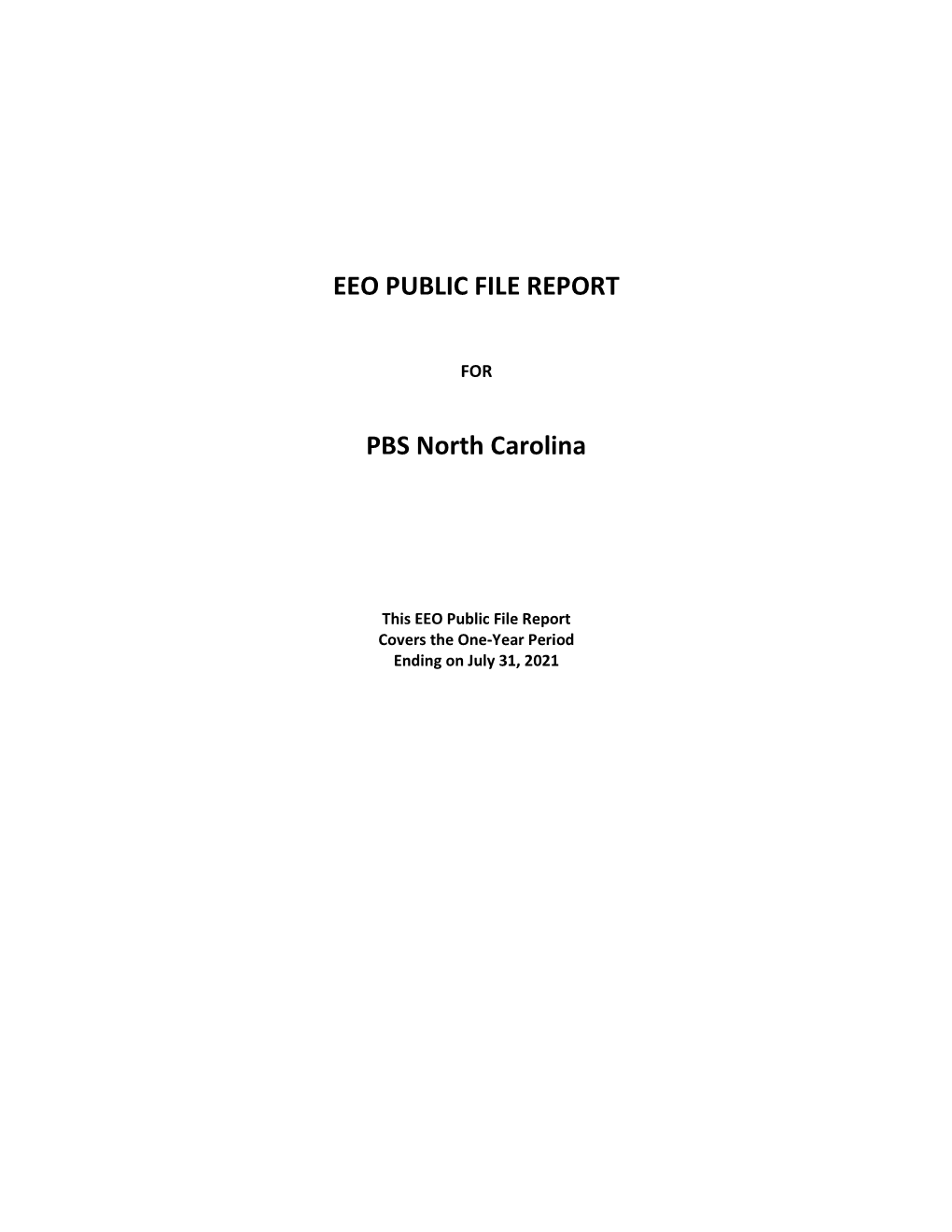 EEO PUBLIC FILE REPORT PBS North Carolina