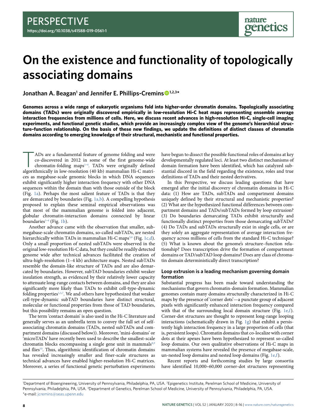 On the Existence and Functionality of Topologically Associating Domains