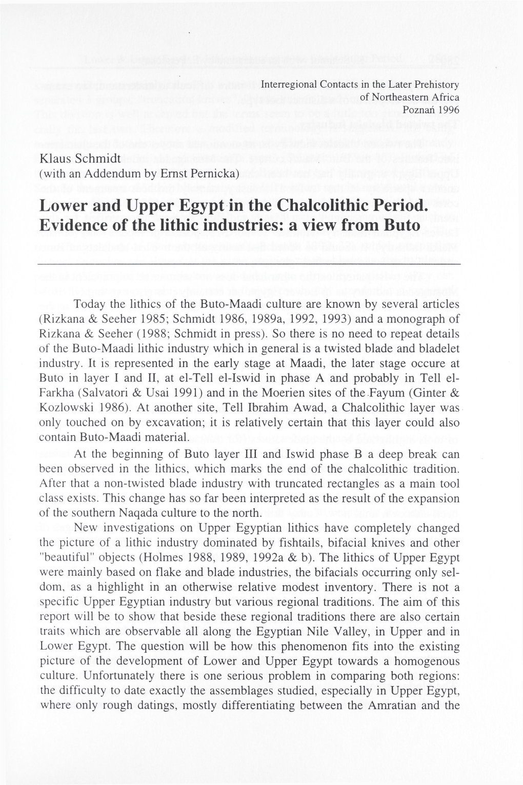 Lower and Upper Egypt in the Chalcolithic Period. Evidence of the Lithic Industries: a View from Buto