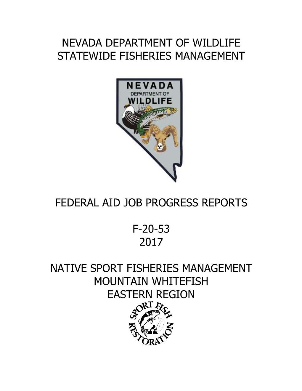 Nevada Department of Wildlife Statewide Fisheries Management