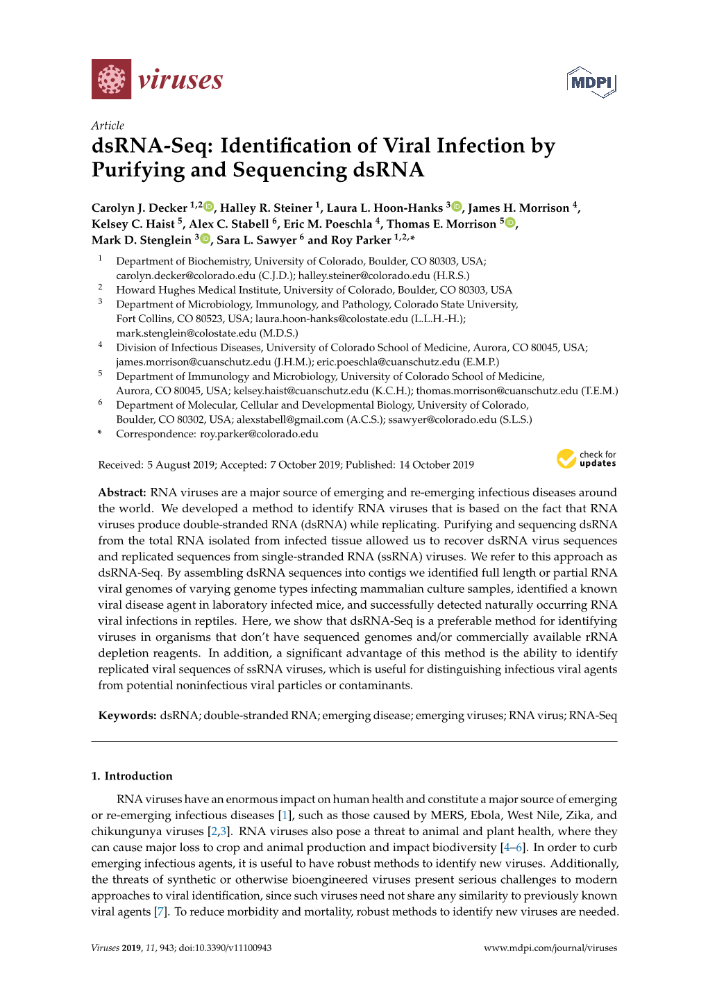 Dsrna-Seq: Identification of Viral Infection by Purifying And