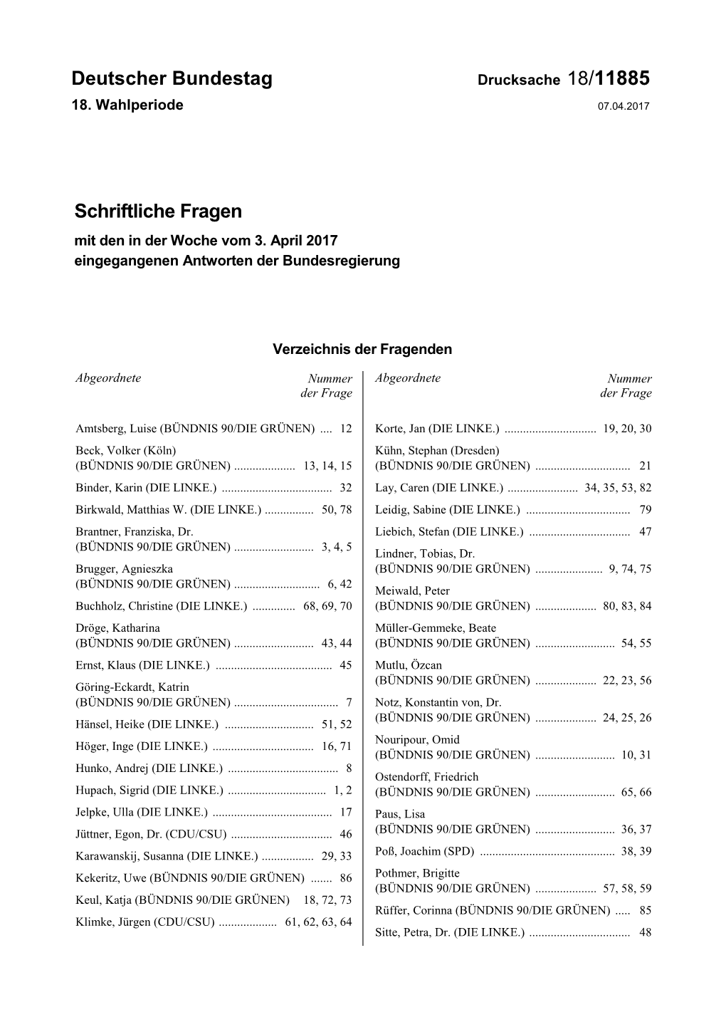 Drucksache 18/11885 18